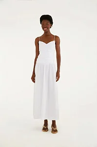 Vestido franzido frente off white Farm 350671
