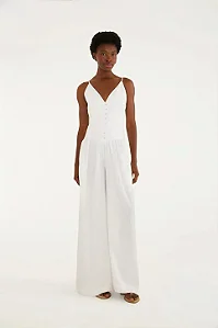 Macacao botoes pantalona off white Farm 350674