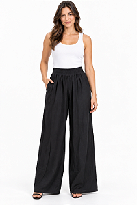 Calça ampla com bolsos preta De Chelles BB4012CA