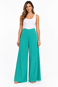 Calça pantalona lisa verde De Chelles BB4001CA