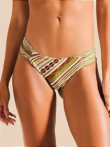 Calça biquini lateral drapeada estampada De Chelles BQ1972CL