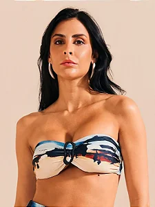 Top biquini bandeau detalhe estampada De Chelles BQ1841SU