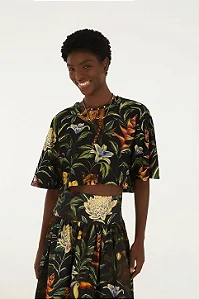 T-shirt cropped fauna noturna estampada Farm 370035