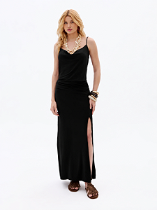 Blusa de alça em crepe com renda preta MYFT 502BL010101