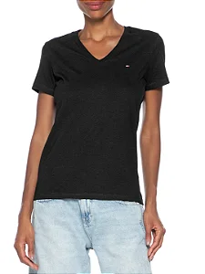 T-shirt Tommy Hilfiger heritage V neck preta ABWW0MW16171