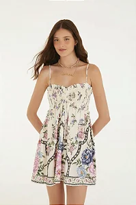 Vestido curto alça romance estampada Farm 373885