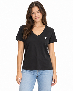 Camiseta CKJ fem V preta CKJF1230