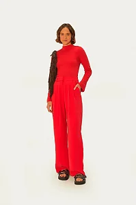Calça reta alfaiataria vermelho Farm 337659