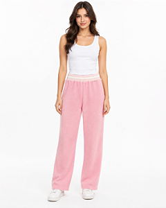 Calça wide leg cintura media rosa claro MYFT 502CF002976