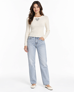 Blusa tricot manga longa branca MYFT 503BL001601