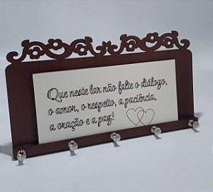 Porta Chaves com Frase em formato Floral MDF - 1 unidade