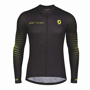 Camisa Ciclismo Scott RC Team 10 Manga Longa - Preto Amarelo