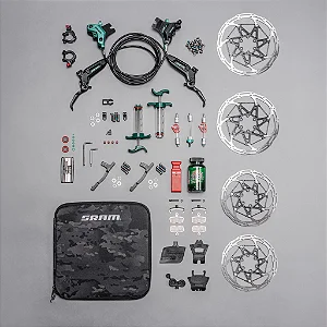 Freio a Disco MTB SRAM Motive Ultimate Stealth Teal Splatter Expert Kit (Edição de Lançamento)