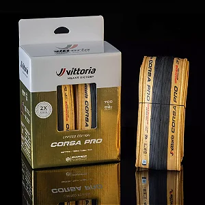 Pack Par Pneu Ciclismo Vittoria Corsa PRO TLR Graphene 2.0 Gold Limited Edition