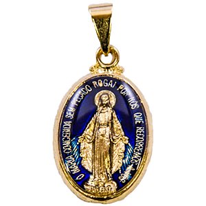 Medalha Milagrosa - Dourada/azul resinado (10mm)