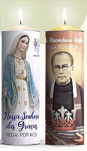 Kit 2 Velas - São Maximiliano Kolbe e Nossa Senhora das Graças