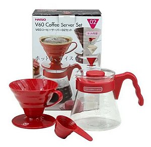 Conjunto Kit Hario V60 Craft Coffee Maker Vermelho