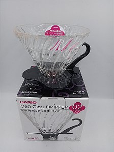 Coador Hario V60 Vidro - Preto - Tamanho 02