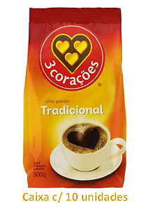 Café Torrado e Moído 3 Corações Tradicional - 500g - 10 unid.