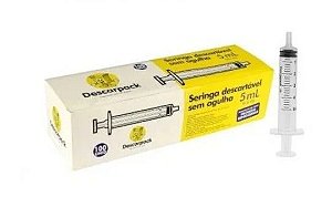 Seringa Hipodérmica de 05ml Luer Slip DPK - Cx 100 uni