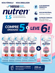 Compre 5 leve 6 - Nutren 1.5 Morango 200ml - Vencimento: 01/11/2026 - PROMOÇÃO!