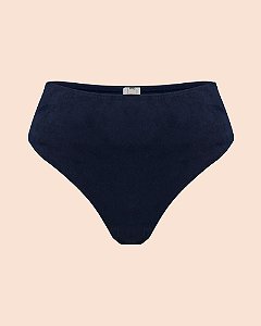 Calcinha de Biquíni Cintura Alta Hot Pants Azul Marinho Suede