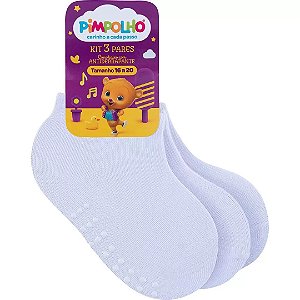 Kit 3 Pares de Meia Branca Pimpolho
