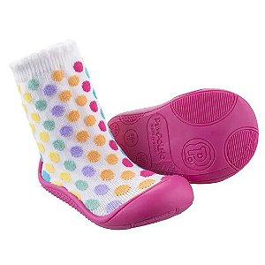 Meia c/ Sola de Borracha Rosa Pimpolho