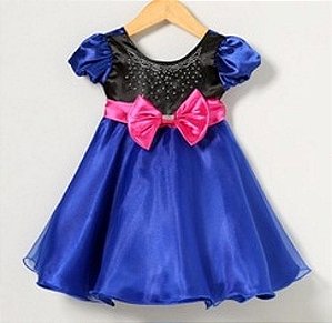 Vestido Infantil Social Daminha Princesa Cinderela Frozen Aniversário 4 Ao  16 Luxo - Azul