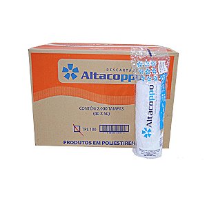 Tampa Sem Furo Descartável PS Potes 100/150ml/ Copos 180/200ml Altacoppo 200 Unidades