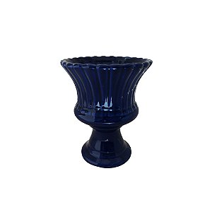 Vaso Espanha Pequeno Porcelana Azul Marinho Decorativo Flor