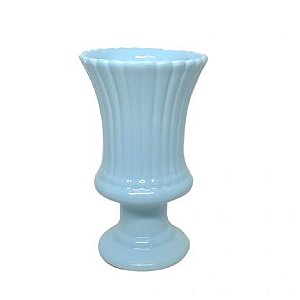 Vaso Espanha Grande Porcelana Azul Bebê Decorativo Flores