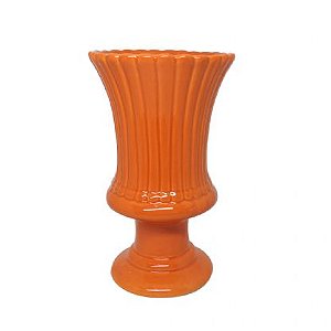 Vaso Espanha Grande Porcelana Laranja Decorativo Flores