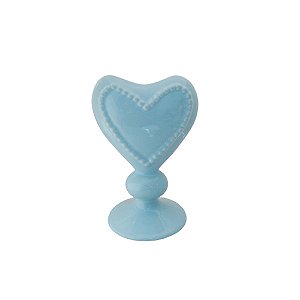 VASO PEDESTAL CORACAO BOLINHA AZUL BEBE