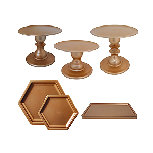 Kit Festa Mosaico Rose Gold Pratos Decorativos Só Boleiras
