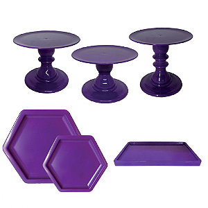 Kit Festa Mosaico Roxo Peças Decorativas Mesa Só Boleiras