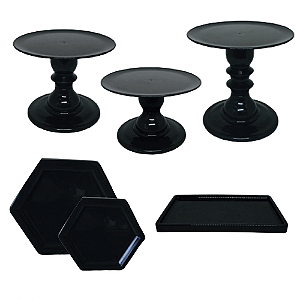 Kit Festa Mosaico Preto Peças Decorativas Mesa Só Boleiras