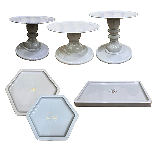 Kit Festa Mosaico Cinza Peças Decorativas Mesa Só Boleiras
