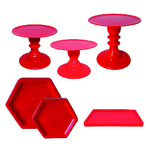Kit Festa Mosaico Vermelho Peças Decorativas Só Boleiras