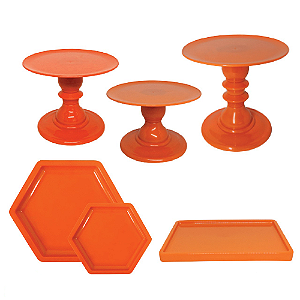 Kit Festa Mosaico Laranja Peças Decorativas Mesa Só Boleiras