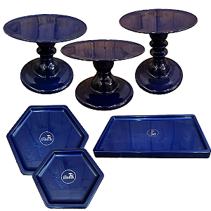 Kit Festa Mosaico Azul Marinho Peças Decorativas Só Boleiras