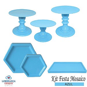 Kit Festa Mosaico Azul Céu Peças Decorativas Só Boleiras