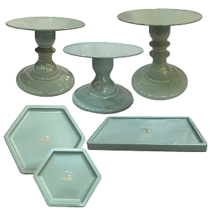 Kit Festa Mosaico Verde Menta Peças Decorativas Só Boleiras
