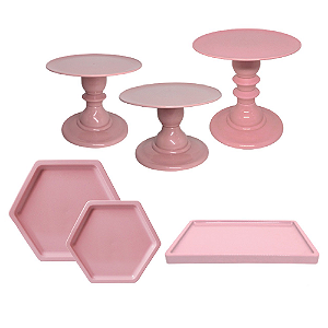 Kit Festa Mosaico Rose Peças Decorativas Mesa Só Boleiras