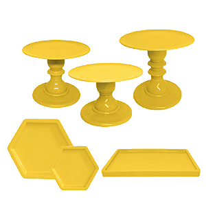 Kit Festa Mosaico Amarelo Gema Peças Decorativas Só Boleiras