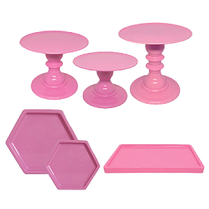 Kit Festa Mosaico Rosa Peças Decorativas Mesa Só Boleiras