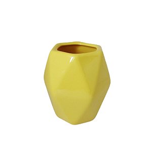 VASO PORCELANA SEXTAVADO BAIXO AMARELO