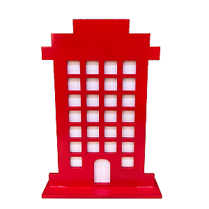 DISPLAY MDF PREDIO RETANGULAR VERMELHO