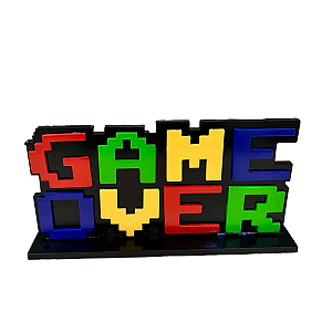 Display De Mdf Game Over Colorido Decorativo Para Mesa Festa