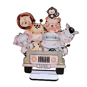 Display Adesivo Decorativo Safari Jeep Com Animais Placa Mdf